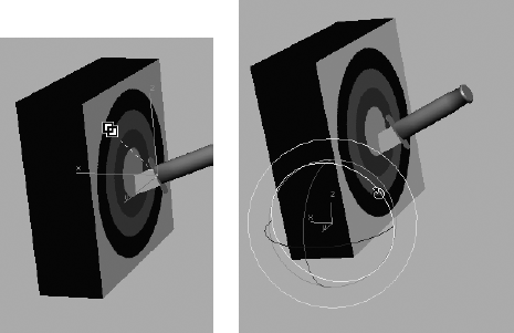 Move the knife to the target, and then rotate the target back slightly.