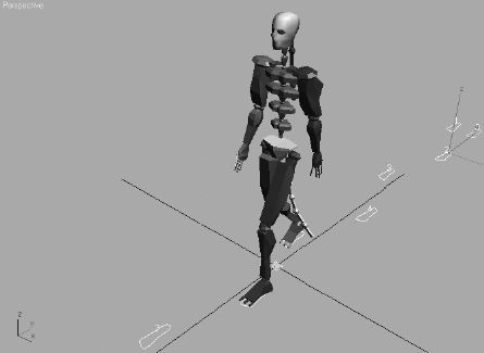 The biped does not change position in the viewport when it is in the In Place mode.