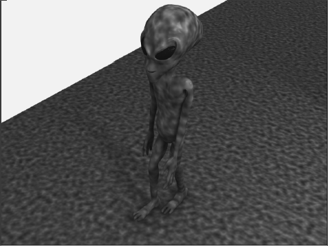 The rendered alien during a walk cycle