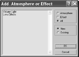 The Add Atmosphere or Effect settings