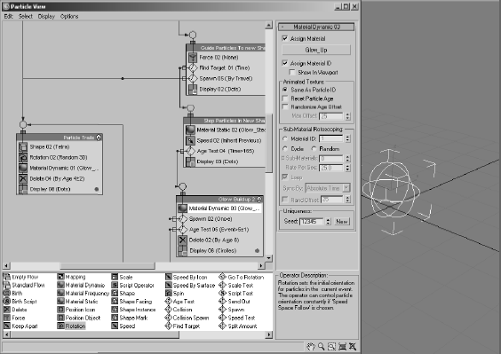 The Particle View window and a Particle Flow emitter