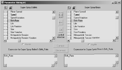 The Parameter Wiring dialog box with the Birth Rate parameters highlighted