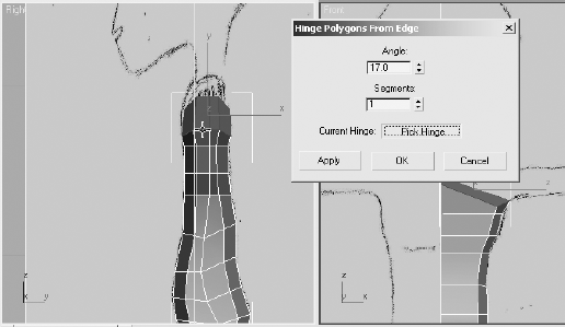 The internal polygons created with the Extrude tool