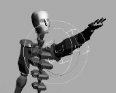 Selecting a component of the biped reveals all of that object's animation keys in the track bar.