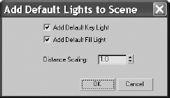 Two default lights provide a key light and a fill light.