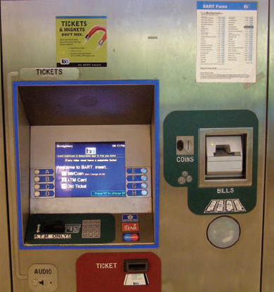 This ticket kiosk is an example of poor visual flow.