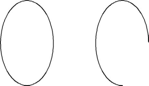 An ellipse and elliptical arc.