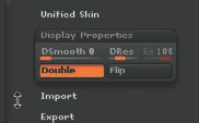 The Double button in the display options allows you to turn on double-sided rendering in the display.