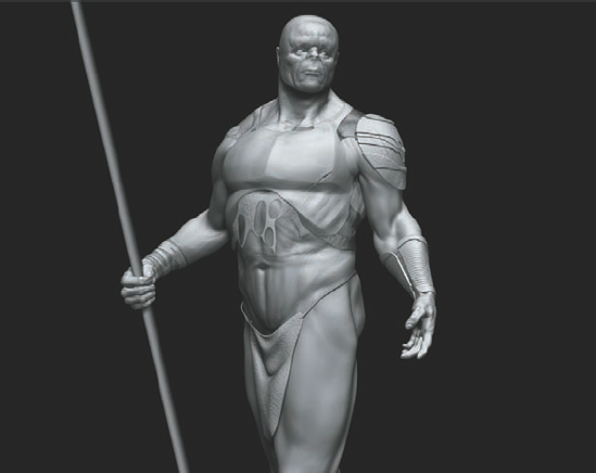 This character's armor was built in ZBrush using the topology tools.