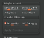 The Create DispMap button under Displacement