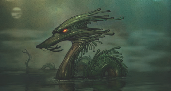 The finished painting of the sea serpent