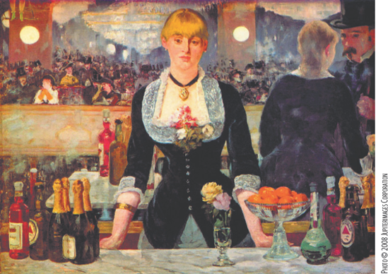 Manet. A Bar at the Foiles-Bergére. 1882. Oil on canvas. Courtauld Institute Galleries, London.