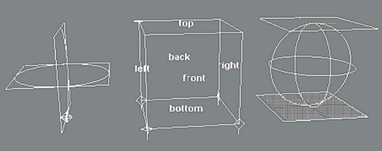 (Left) Env Sphere placement icon. (Middle) Env Cube placement icon. (Right) Env Chrome placement icon.