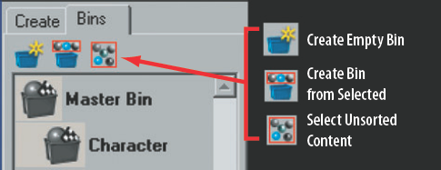 The Hypershade window bin icons