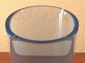 When the vertices of the glass surface are adjusted slightly, a significantly different refraction is produced.