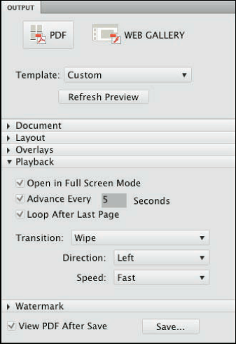 The options in Playback govern how the presentation will be displayed.