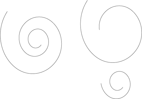 The original path (left); the path after splitting and moving the two pieces apart (right)