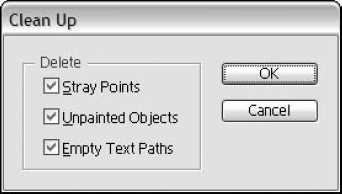 Use the Clean Up dialog box to specify what elements you want to clean up.