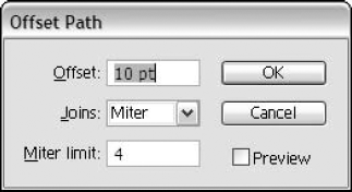 Use the Offset Path dialog box to specify how to create the new offset path.