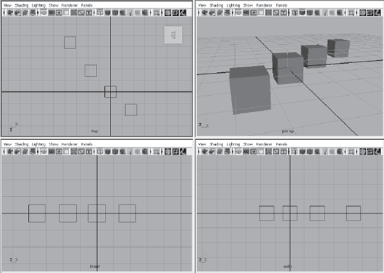 The four-panel layout