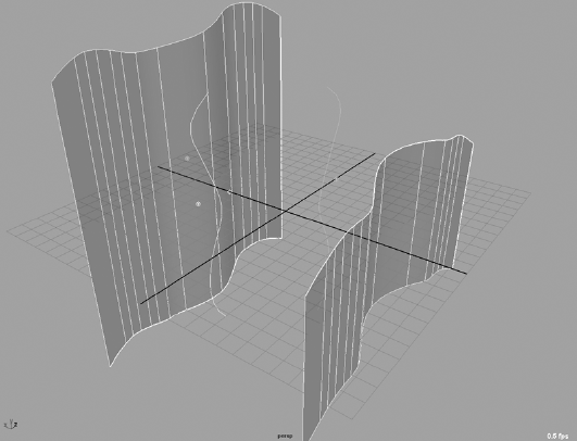 Two lofted surfaces with two curves in between