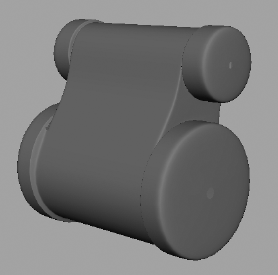 The finished pump elements for the previous chapter's locomotive model are created in NURBS patches.