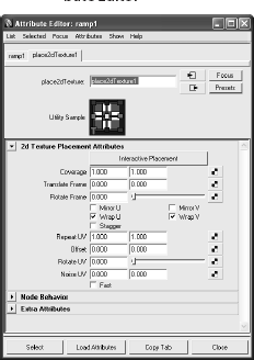 A 2D placement node in the Attribute Editor