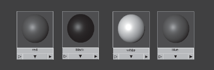 Create the four-colored Blinn shaders.