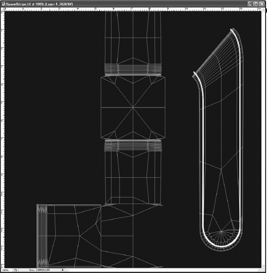 Create the B panel's stripe in Photoshop using the UV snapshot.