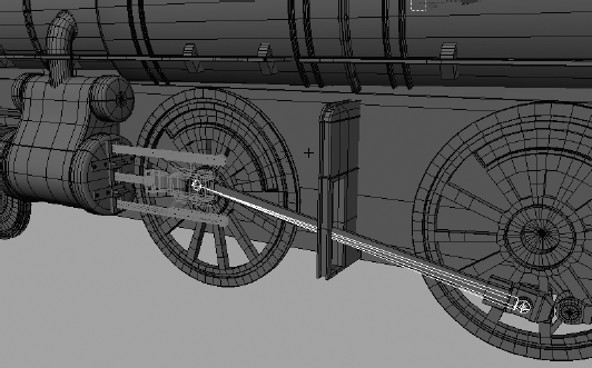 Create a joint from the middle wheel to the pump arm at the first wheel.