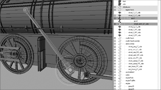 Group the top joint under the wheel, and then group the wheel arm under the top joint.