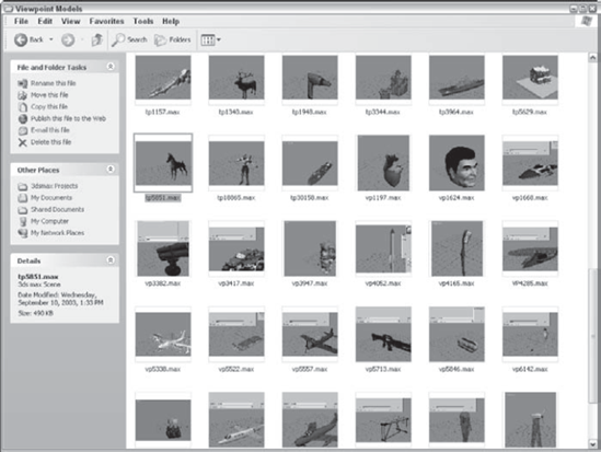 Max files with thumbnails show up in Windows Explorer on Windows XP.