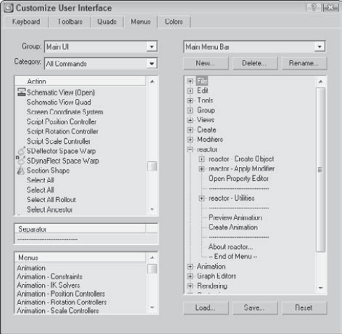 You can use the Menus panel of the Customize User Interface dialog box to modify menus.