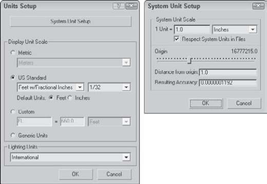 The Units Setup dialog box lets you choose which units system to use. Options include Metric, U.S. Standard, Custom, and Generic.