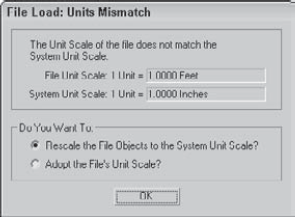 The Units Mismatch dialog box lets you synch up units between the current file and the system settings.