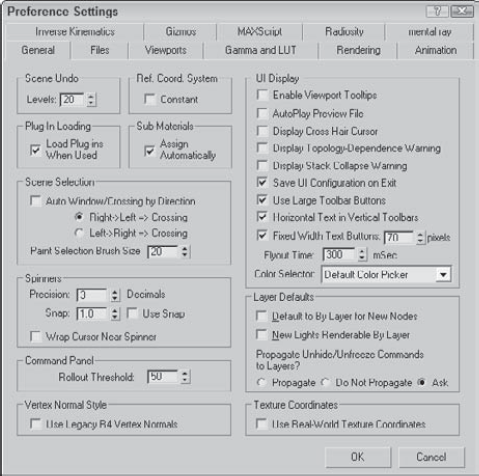 The General panel lets you to change many UI settings.