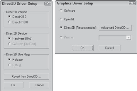 You use the Direct3D Driver Setup and the Graphics Driver Setup dialog boxes to select a different display driver.