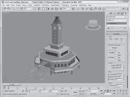 The AEC Objects category makes adding structural objects like stairs easy.