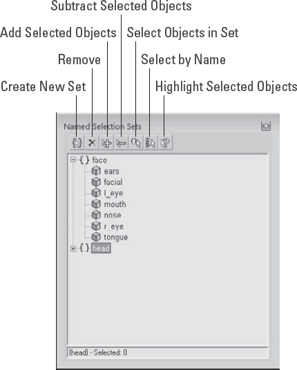 The Edit Named Selections dialog box lets you view and manage selection sets.