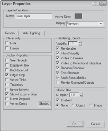 The Layer Properties dialog box is similar to the Object Properties dialog box, but it applies to the entire layer.