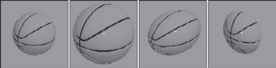 These basketballs have been scaled using uniform, non-uniform, and squash modes.