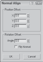 The Normal Align dialog box allows you to define offset values when aligning normals.