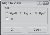 The Align to View dialog box is a quick way to line up objects with the axes.