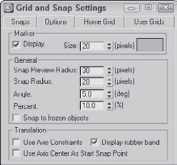 The Options panel includes settings for marker size and color and the Snap Strength value.