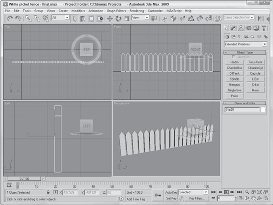 Tom Sawyer would be pleased to see this white picket fence, created easily with the Array dialog box.