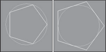 An inscribed pentagon and a circumscribed pentagon