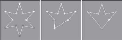 Using the Fuse and Weld buttons, several vertices in the star shape have been combined.