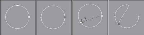 The Bind button attaches one end of the circle shape to a segment.