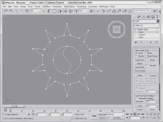 The completed ninja star, ready for action (or extruding)