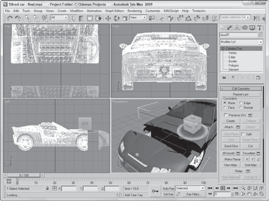 Using the Attach, QuickSlice, and Detach features, you can slice and separate mode parts.